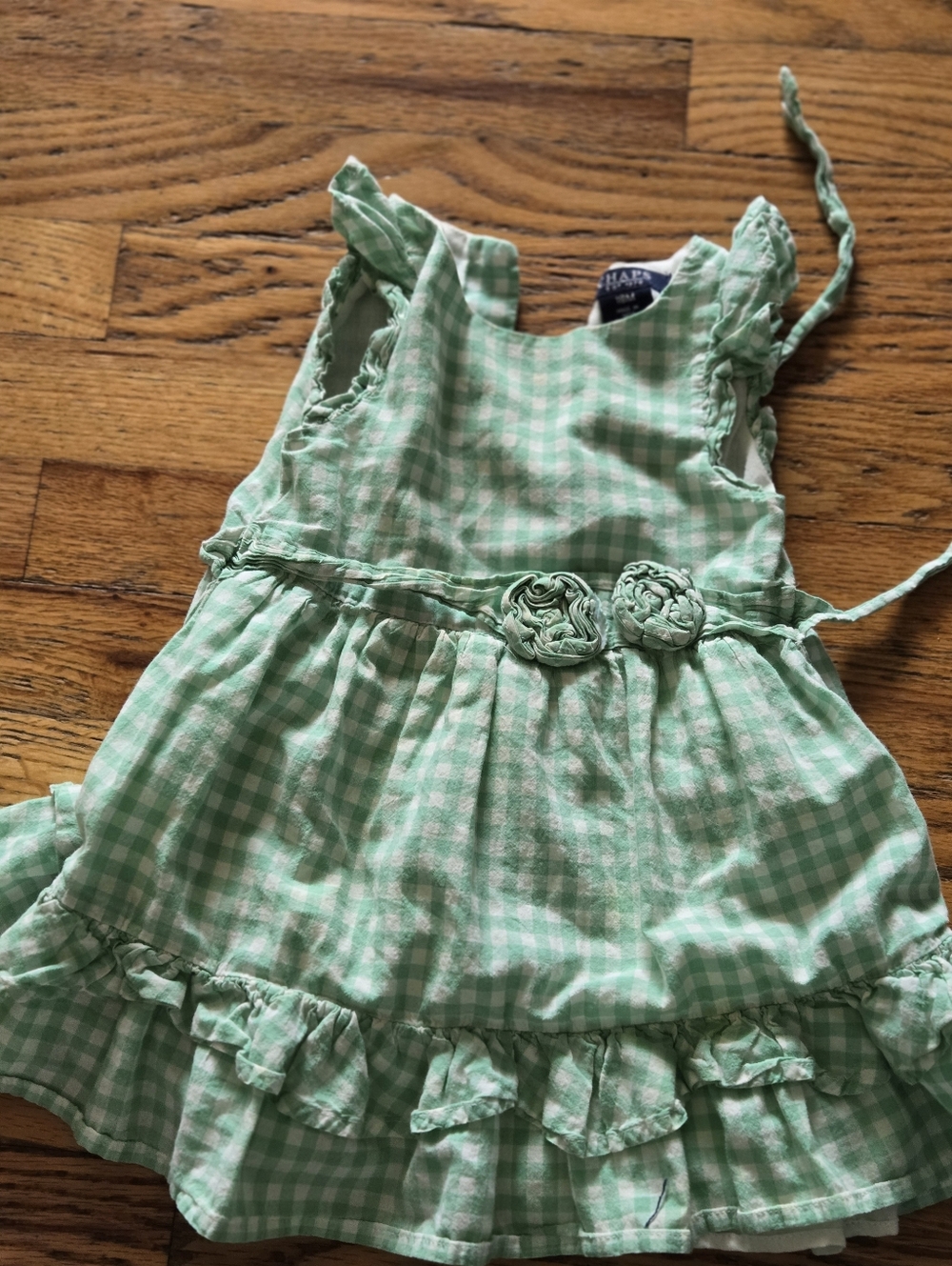 Chaps Mint Green Gingham Rosette Sundress